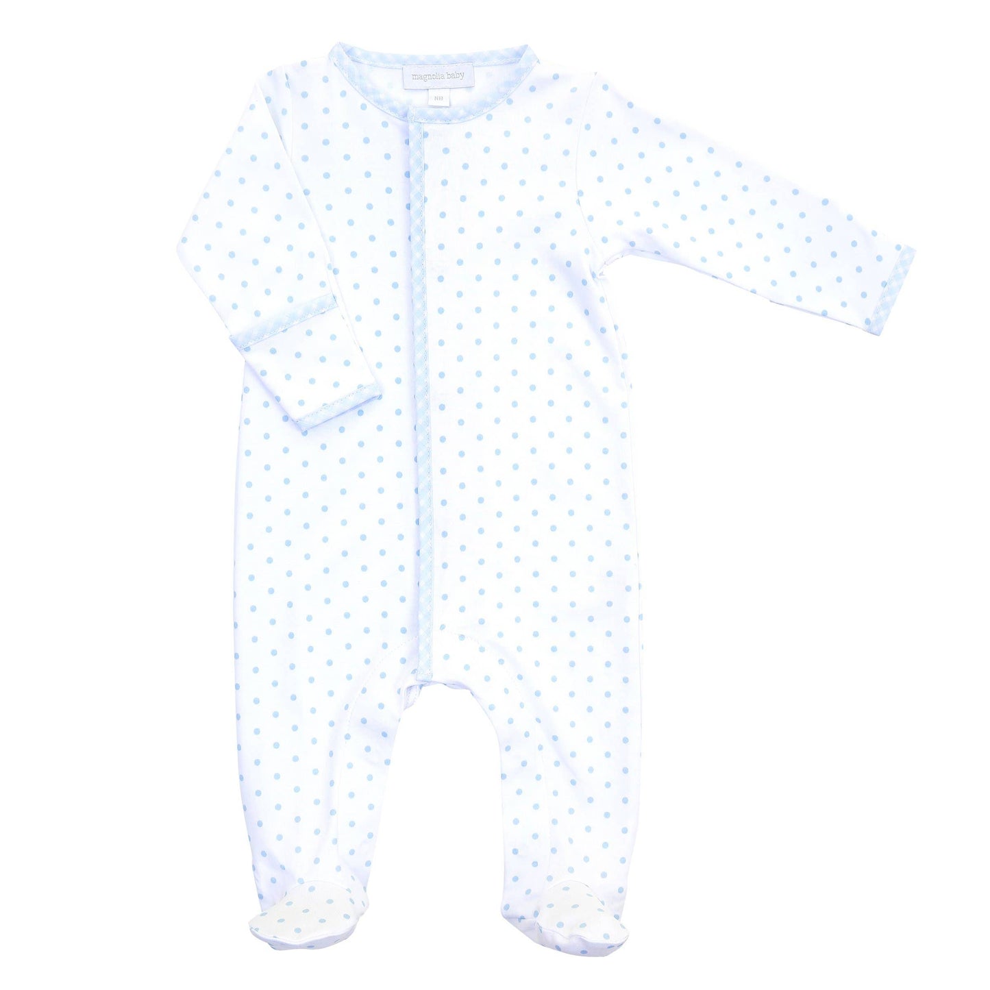Gingham Dots Footie - Blue