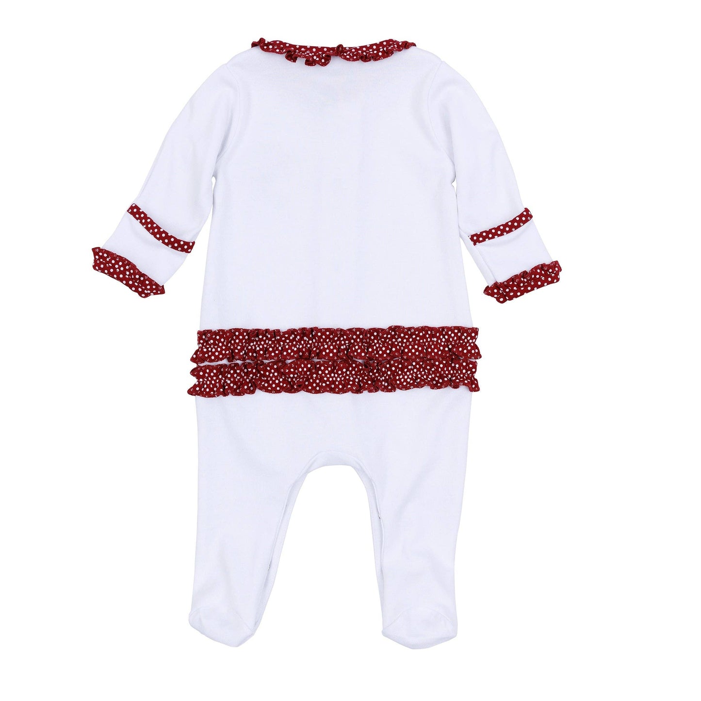 Crimson Cutie Applique Ruffle Footie
