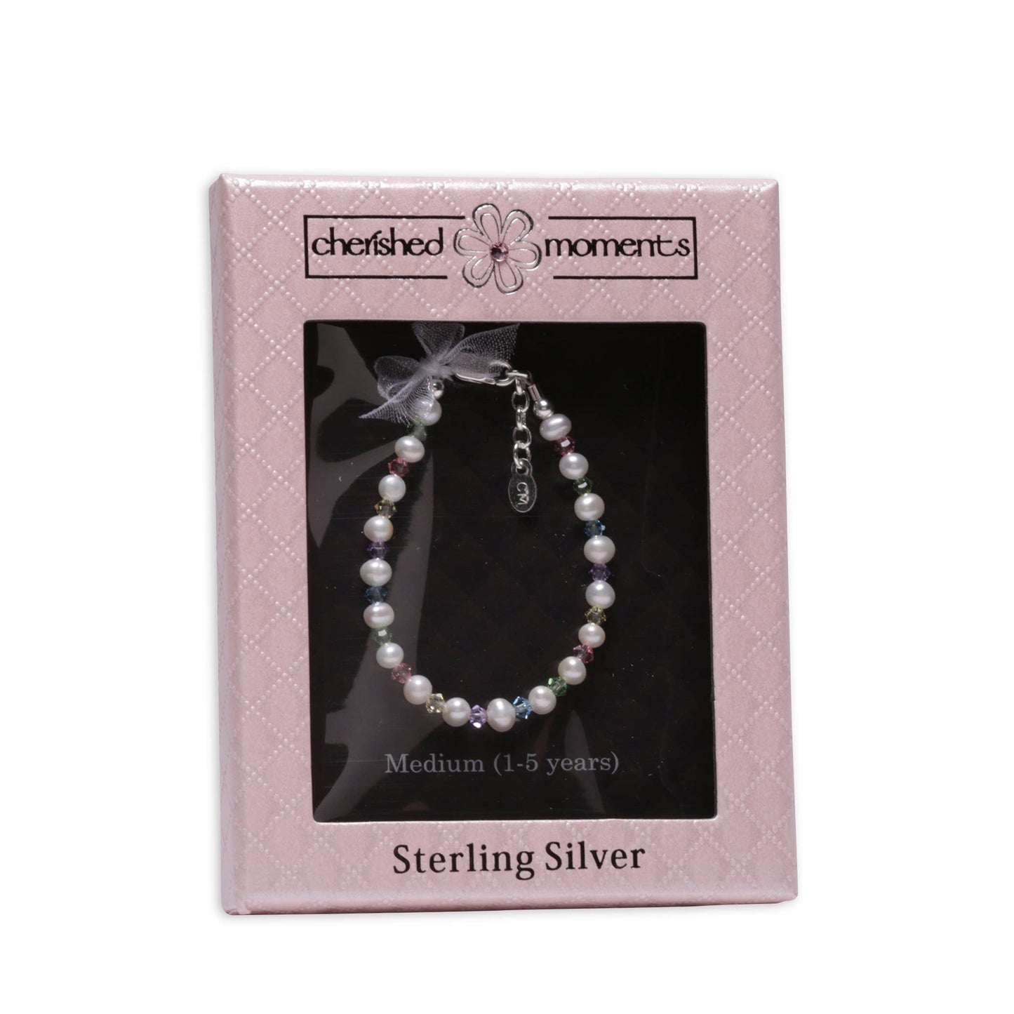Sterling Silver Pearl Baby Bracelet/Flower Girl Jewelry Gift: Medium 1-5 Years