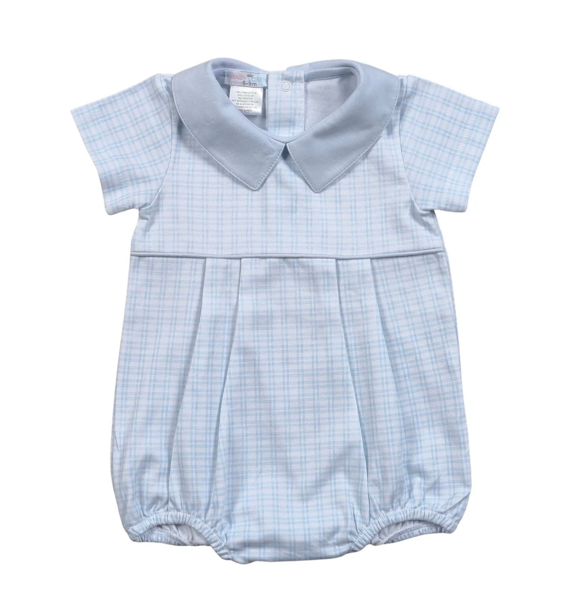 Blue Plaid Pima Bubble Pointy Collar