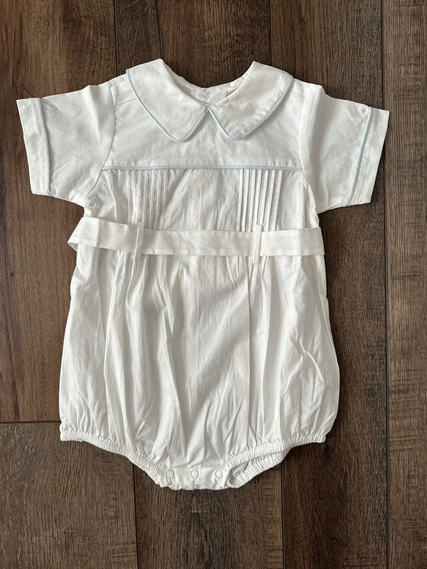 White Boy Bubble with Blue Piping