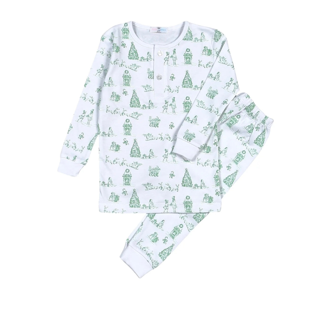 Green Christmas Toile Pima 2 pc Set