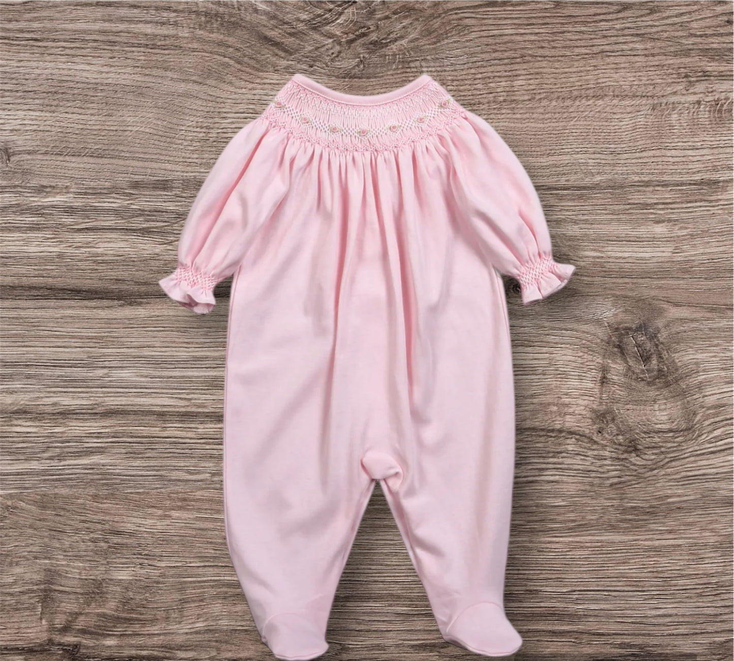 Patty Hand Smocked Pima Bishop Footie