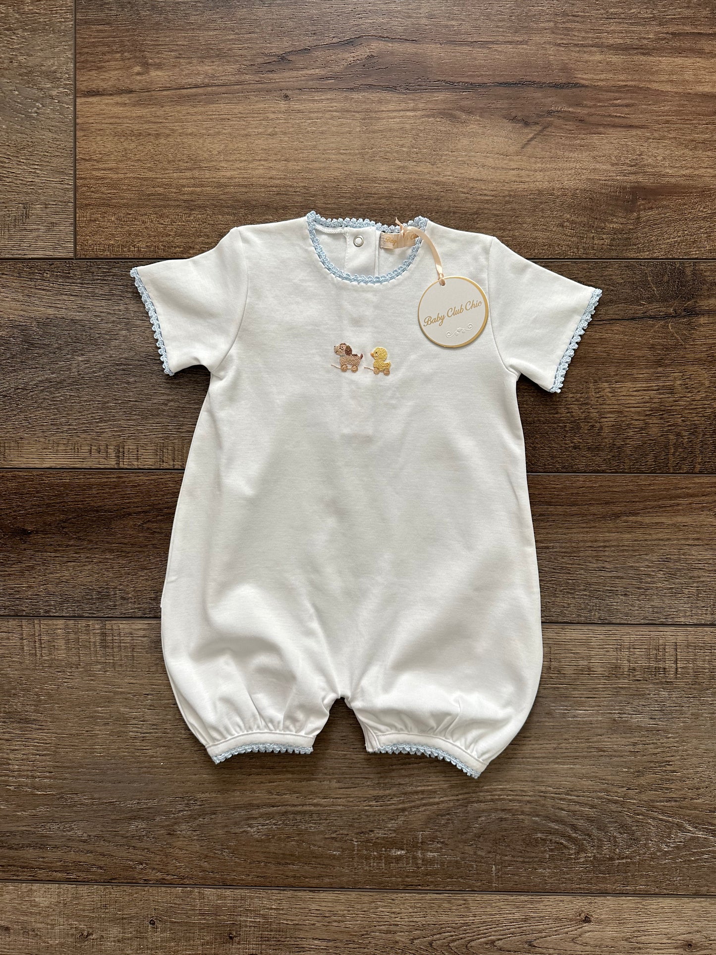 Sweet Toys Romper with Crochet Trim