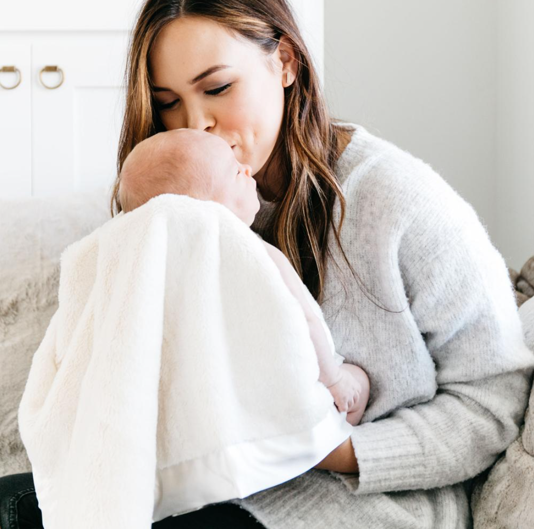 Saranoni- Ivory Satin Border Receiving Blanket