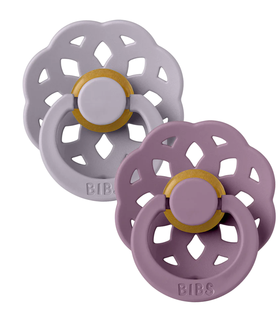 BIBS Pacifier Boheme Latex 2 PK Fossil Grey/Mauve- size 1