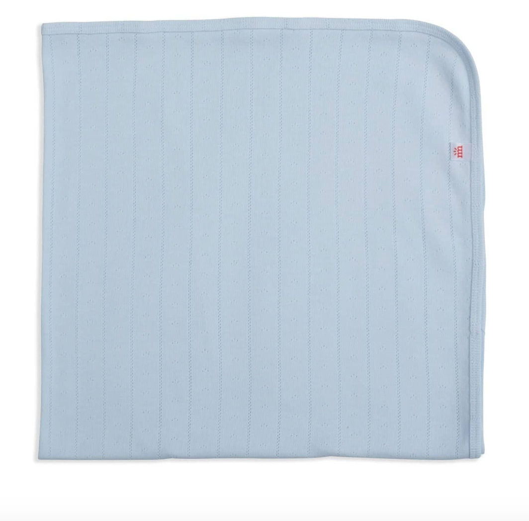 Magnetic Me- Love LInes Pointelle Blue Blanket