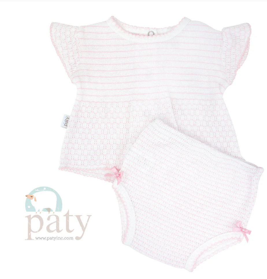 2 PC Set, Pinstripe SS Top (Snaps in Back) with Diaper Cover