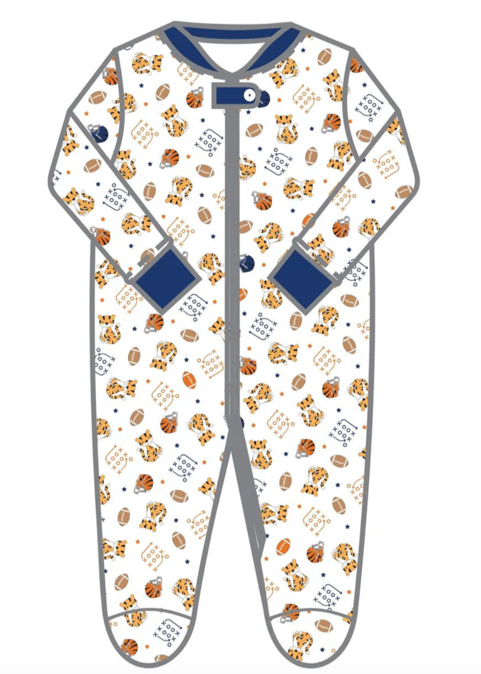 Tiger Football Navy/Orange Printed Footie