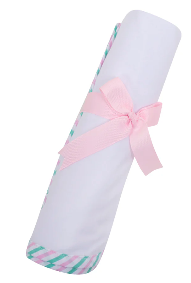 Pink and Turquoise Stripe Swaddle Blanket