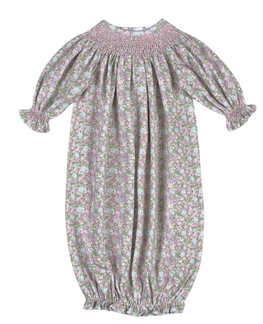 Eve Floral Hand Smocked Bishop Gown
