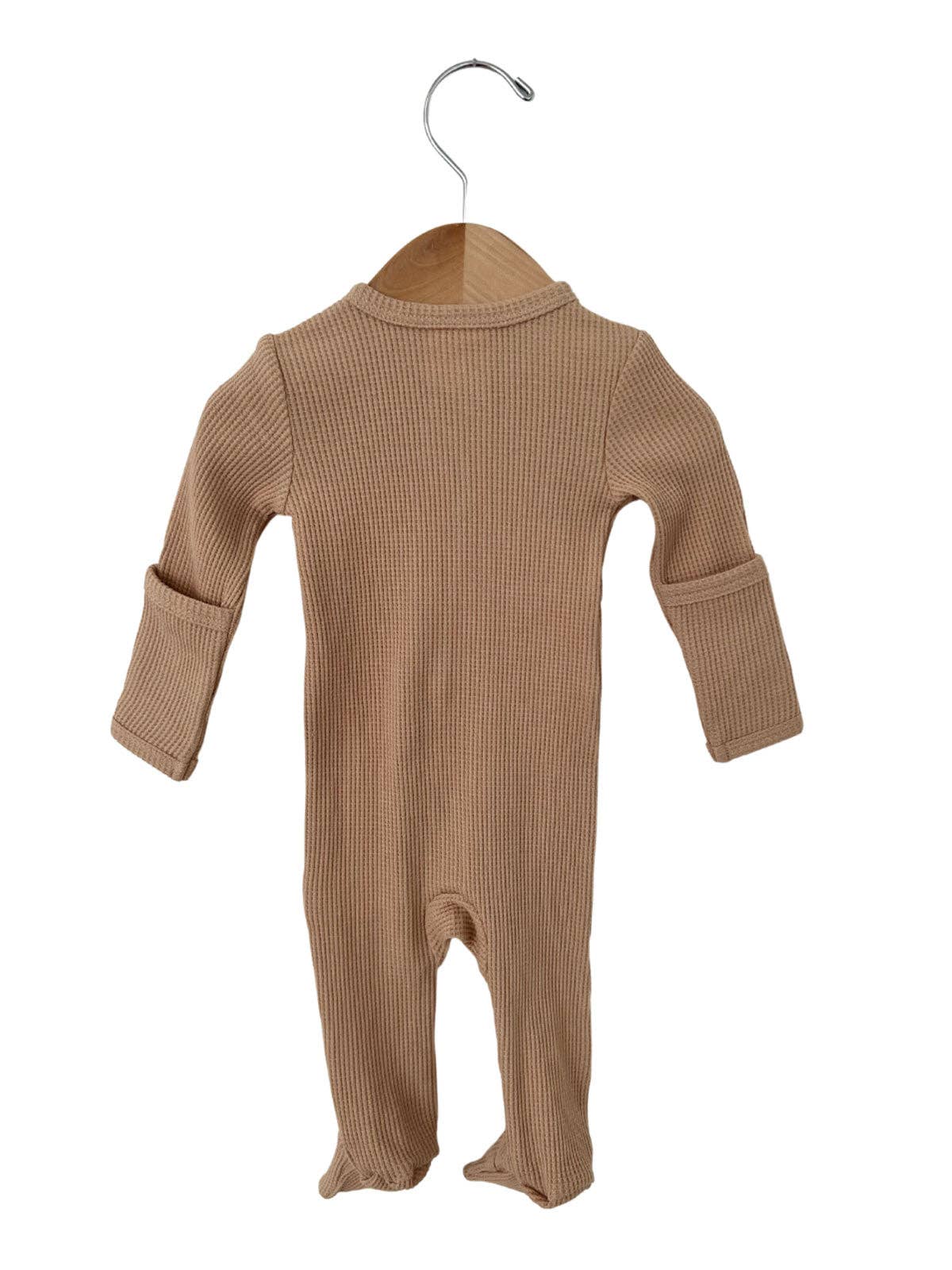 Organic Basic Zip Footie, Tan: - Spearmint Love