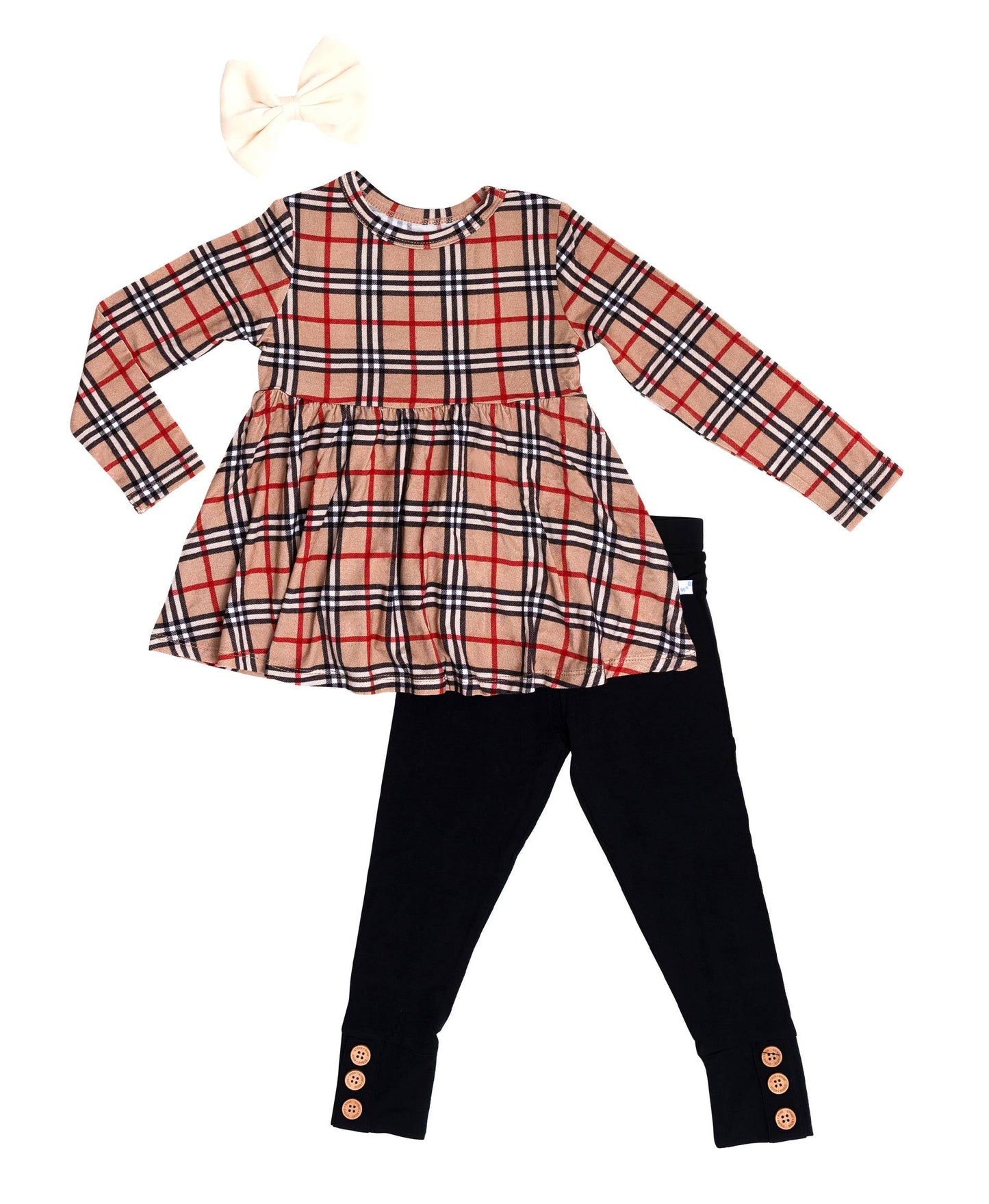 London Plaid Peplum Top and Leggings Set