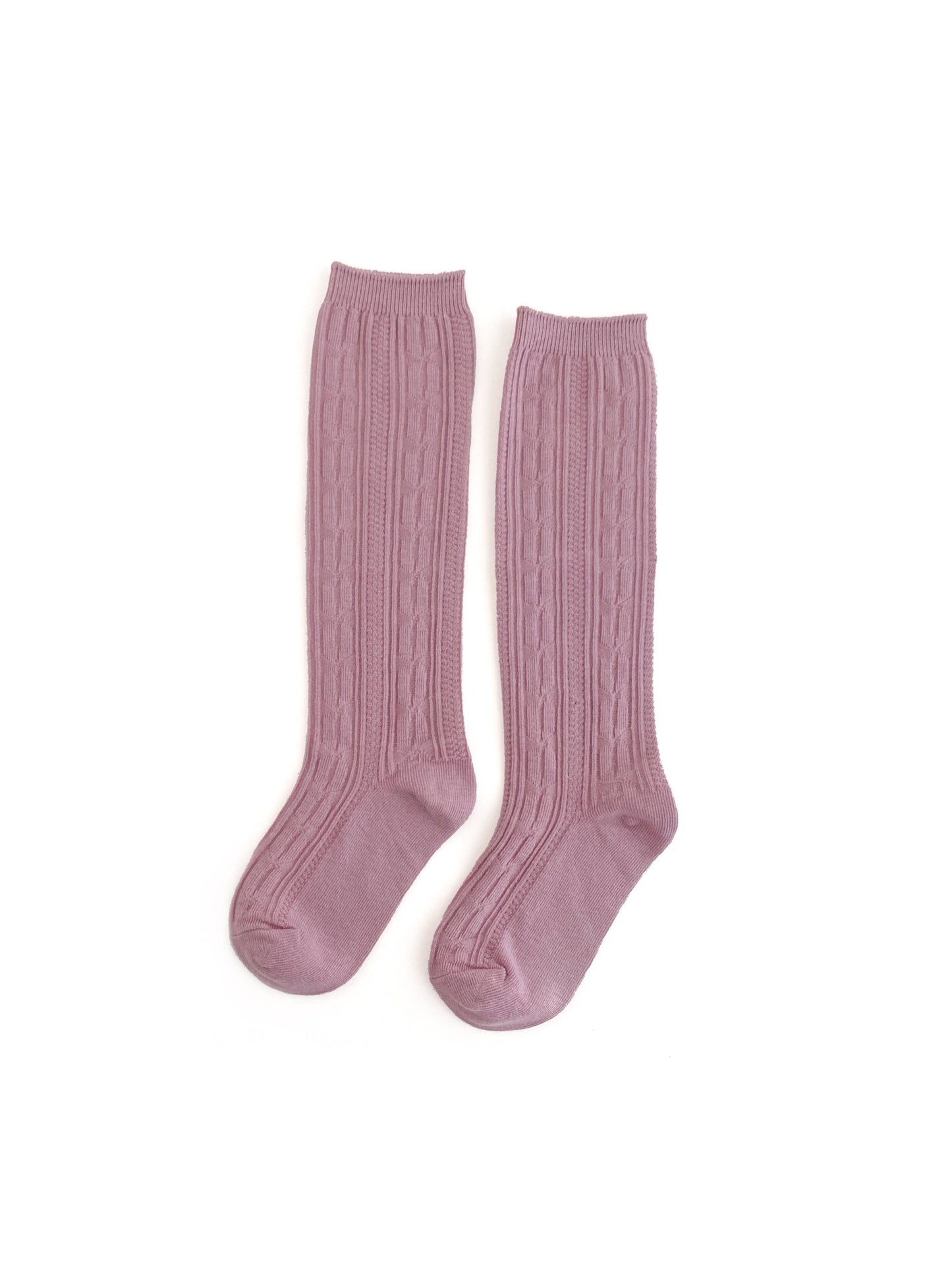 Dusty Rose Cable Knit Knee Highs