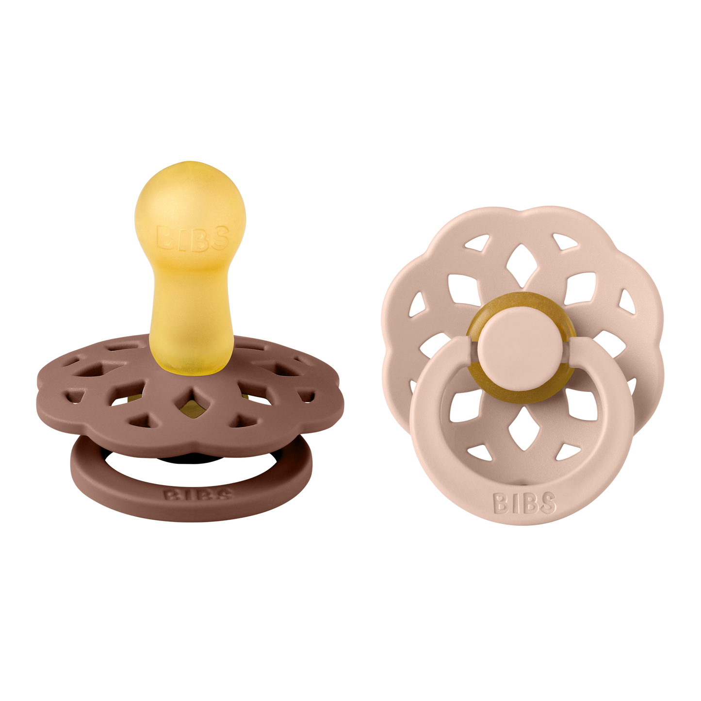 BIBS Pacifier Boheme Latex 2 PK Woodchuck / Blush- size 1