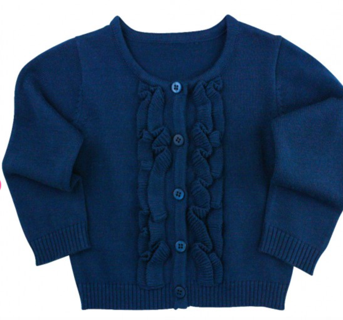 Navy Ruffled Cardigan