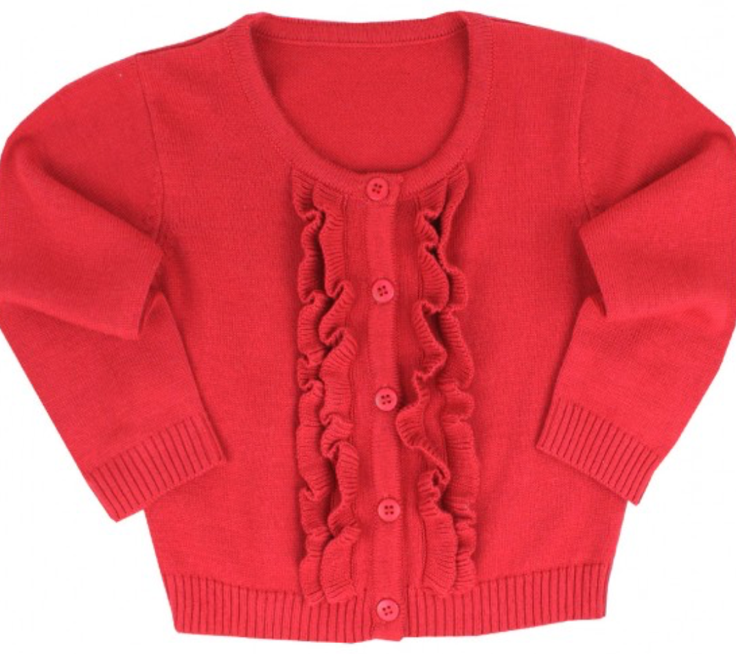 Red Ruffled Cardigan