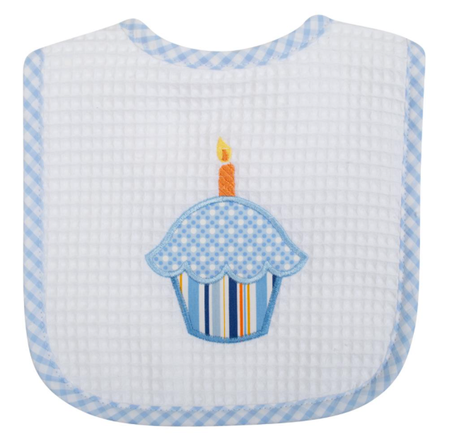 Blue Birthday Feeding Bib by 3 Marthas
