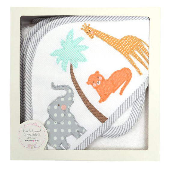 Safari Hooded Towel and Washcloth Set- 3 Marthas