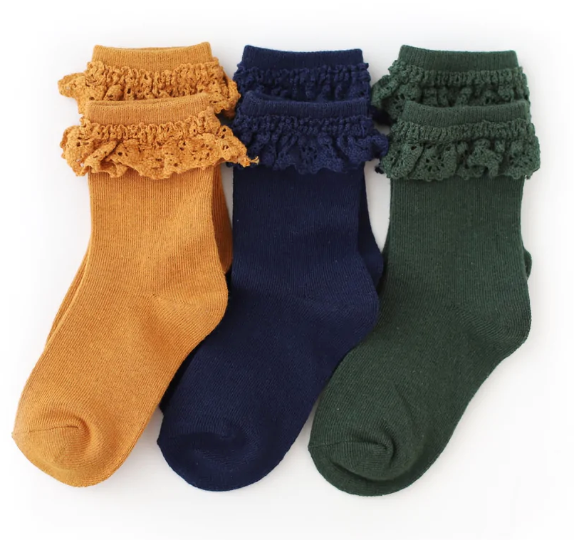 Varsity Lace Trim Midi 3 pack socks