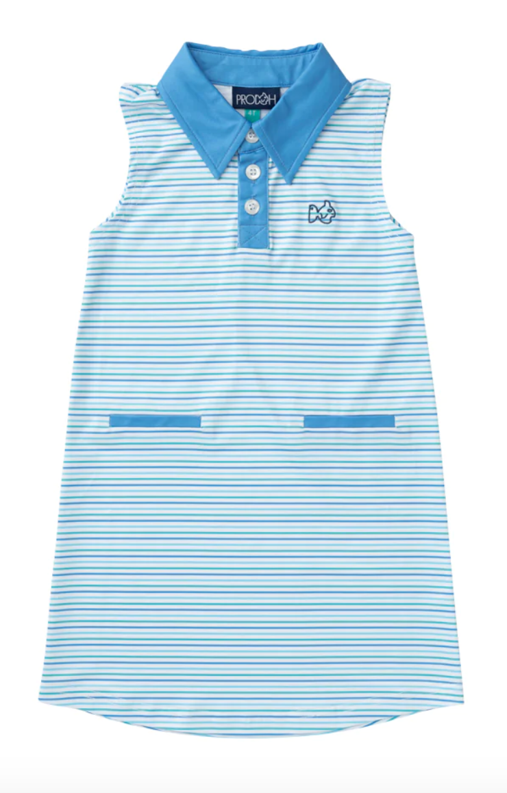 Prodoh - Boys Short Sleeve Pro Performance Polo - Pink Frosting Sea Island Stripe