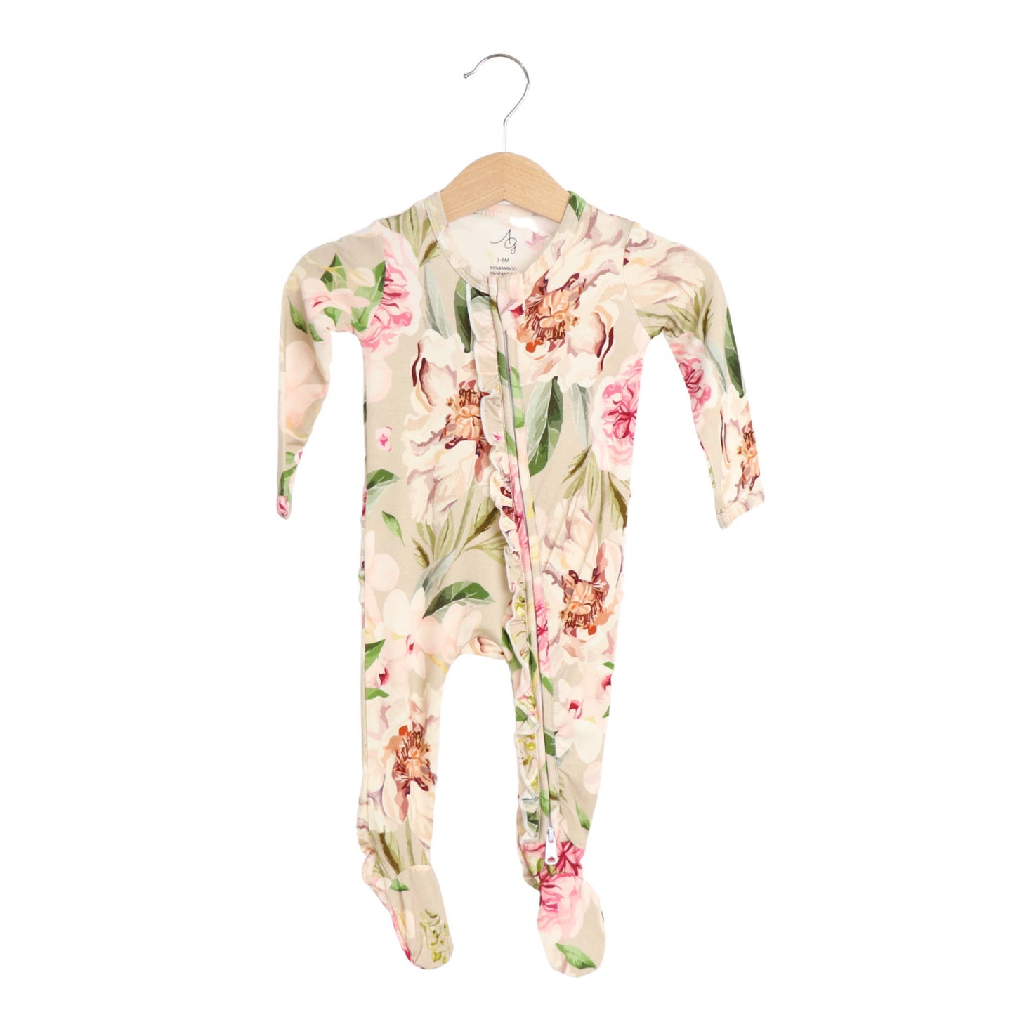 Hannah Floral Bamboo Baby Footed Pajamas