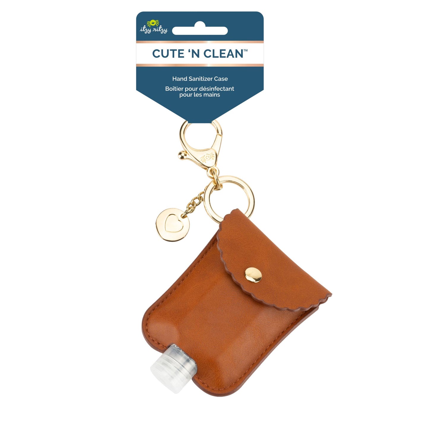 Cute 'n Clean™ Hand Sanitizer Charm Keychain- Cognac