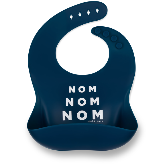 Silicone Bib - Navy Nom Nom Nom