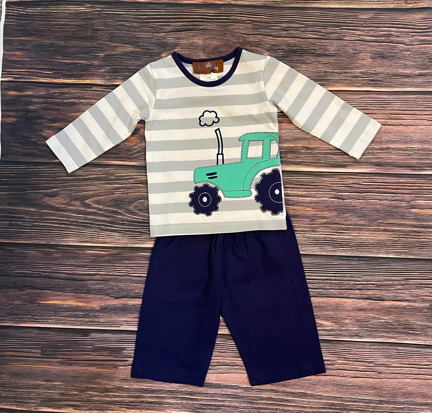 Tractor Applique Pants Set