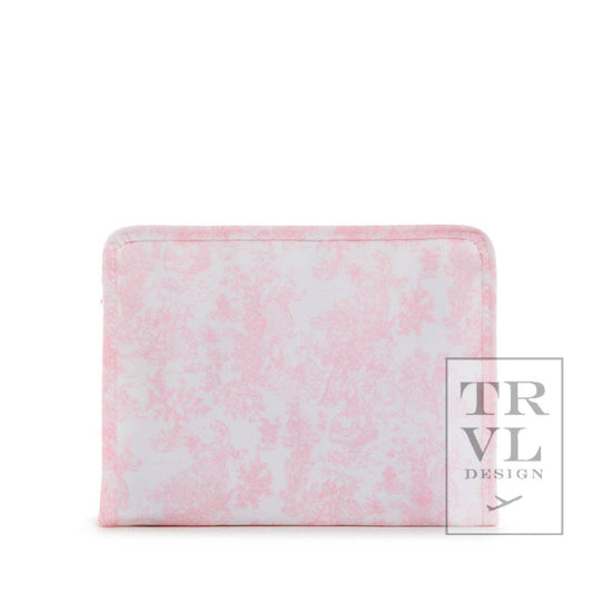 Roadie Medium - Bunny Toile Pink Zip Pouch