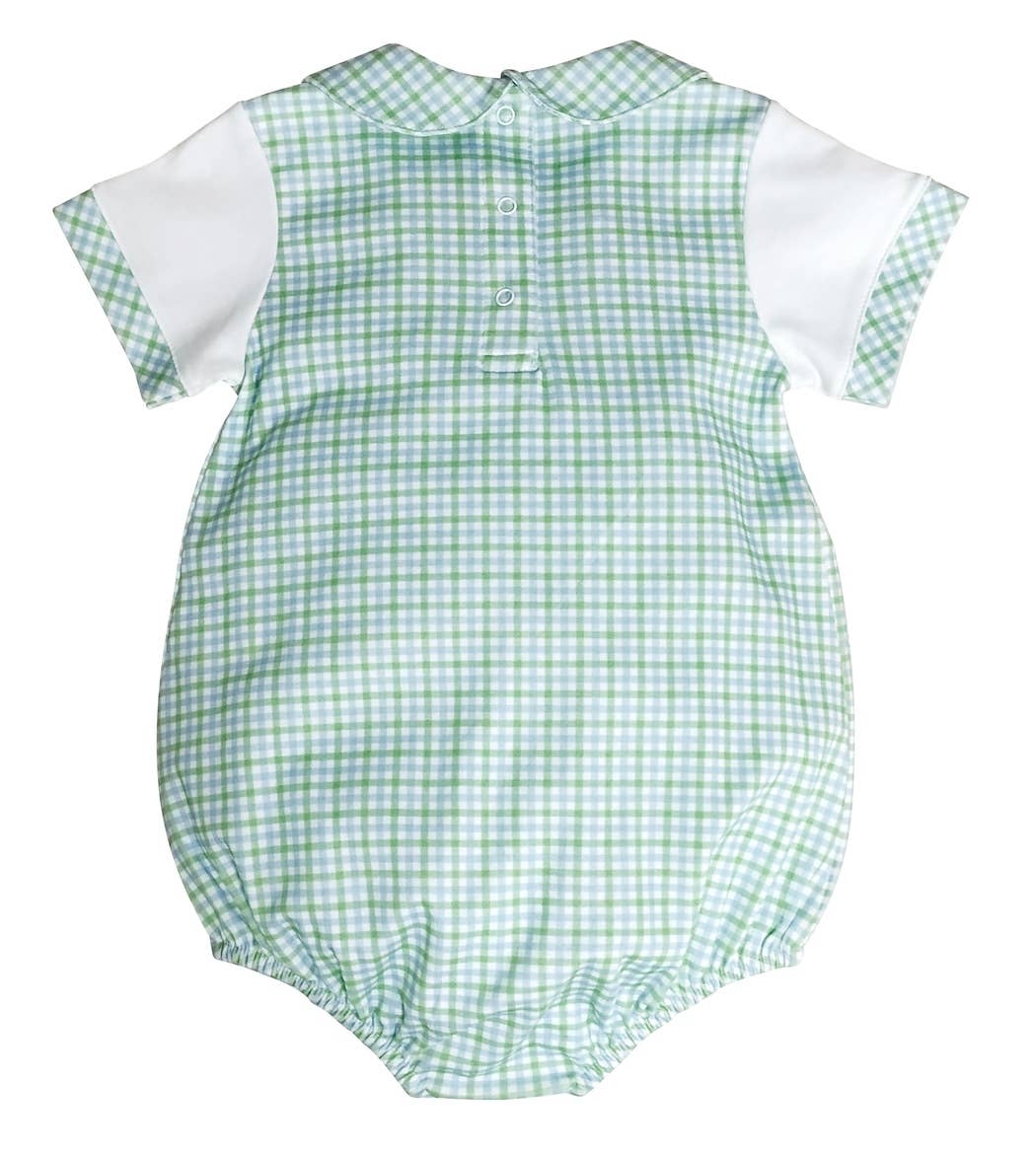 Green and Blue Checks Boy Bubble