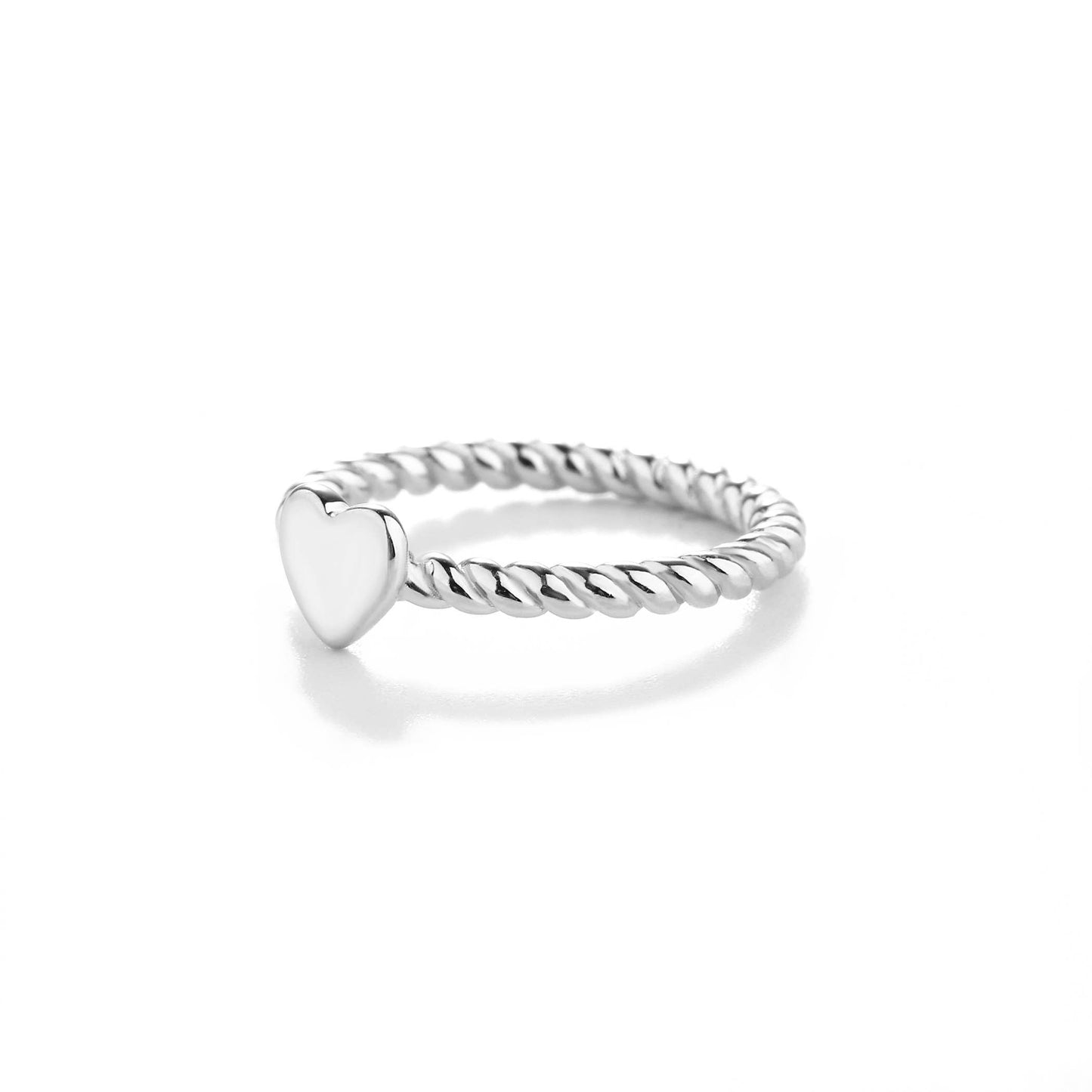 Sterling Silver Baby Ring - Silver Twisted Band w/Heart Ring