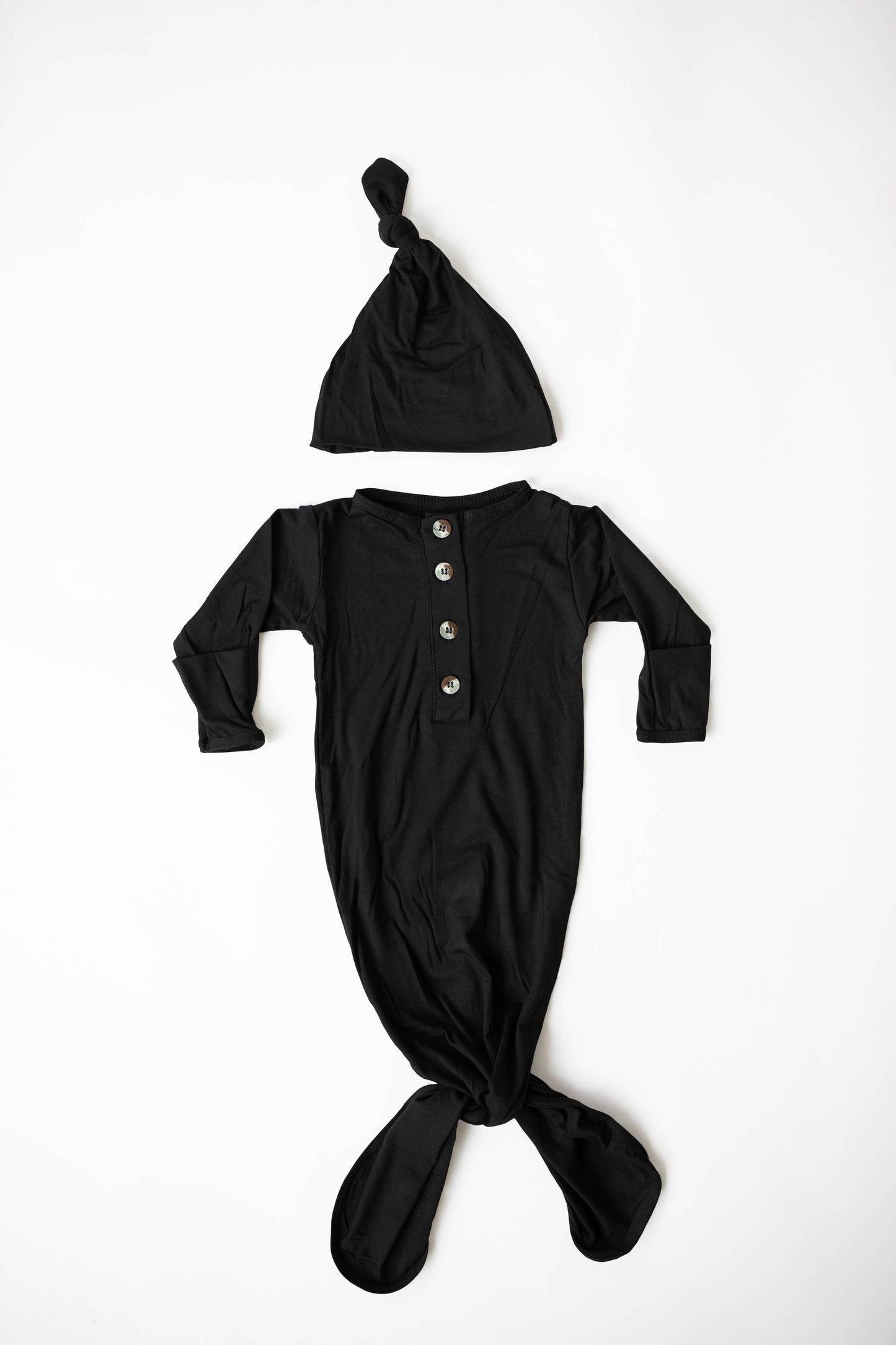 Knotted Baby Gown and Hat Set (Newborn - 3 mo.) - Black