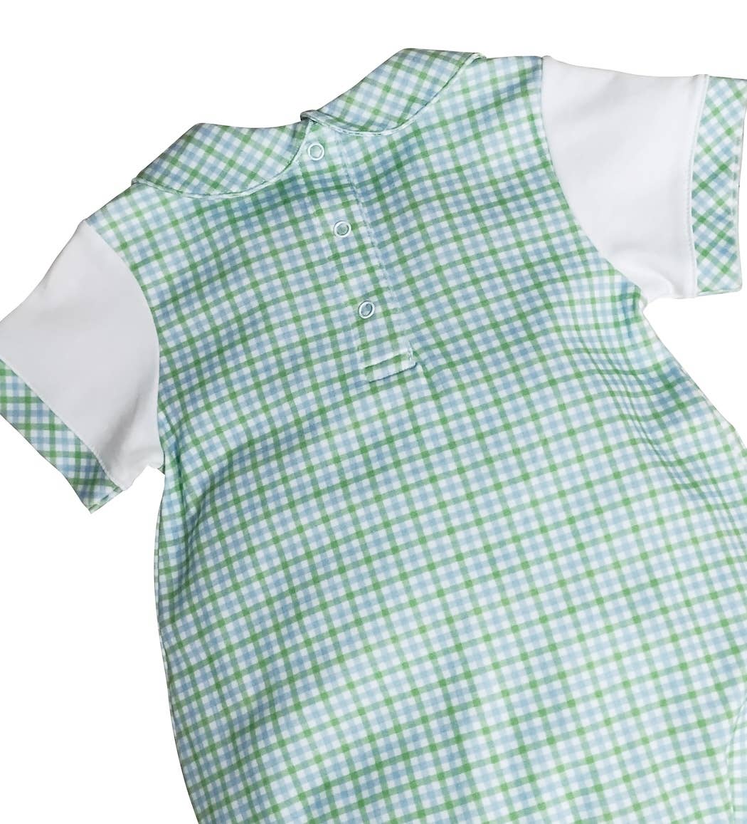 Green and Blue Checks Boy Bubble