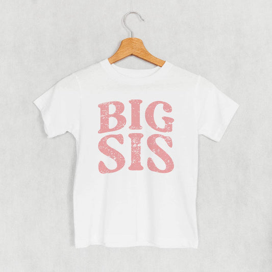 Big Sis Distressed: White Toddler Tee