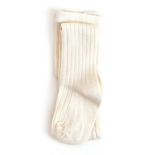 Ribbed Knit Tights - Ivory: 1-2 YEARS