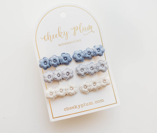 Embroidery Hair Clip Set - Blue Ombre: Clip