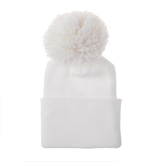 Newborn Pom-Pom Hospital Hats: All White