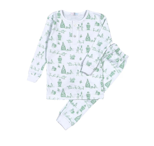 Green Christmas Toile Pima 2 pc Set
