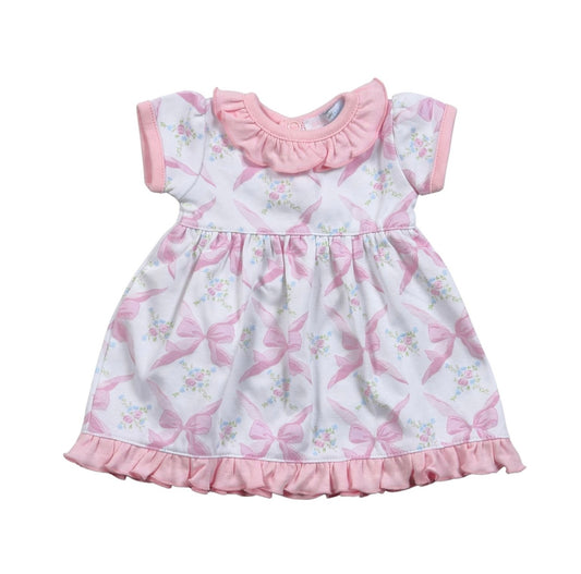 Pink Bows Pima Doll Gown- For Baby Doll