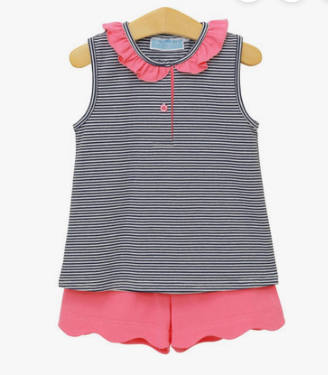 Nora Short Set- Navy Stripe/Pink