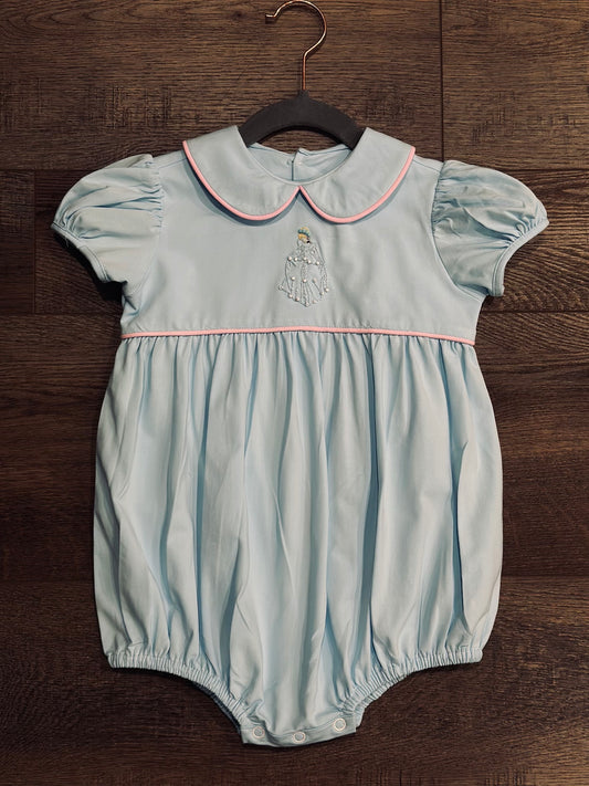 Cinderella Hand Smocked Bubble- Blue Knit