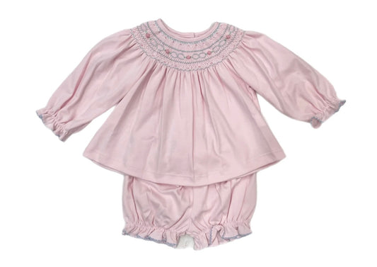 Pink Knit Bishop Bloomer Set by Petit Bebe