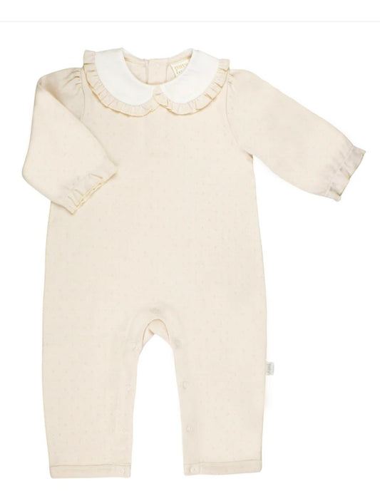 Paty Girl’s Pointelle Knit Romper- Oatmeal