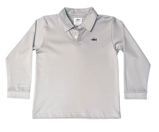 Saltwater Boys Company Signature Long Sleeve Polo Grey