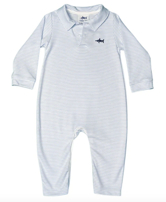 Saltwater Boys Company Long Sleeve Romper- Blue Stripe