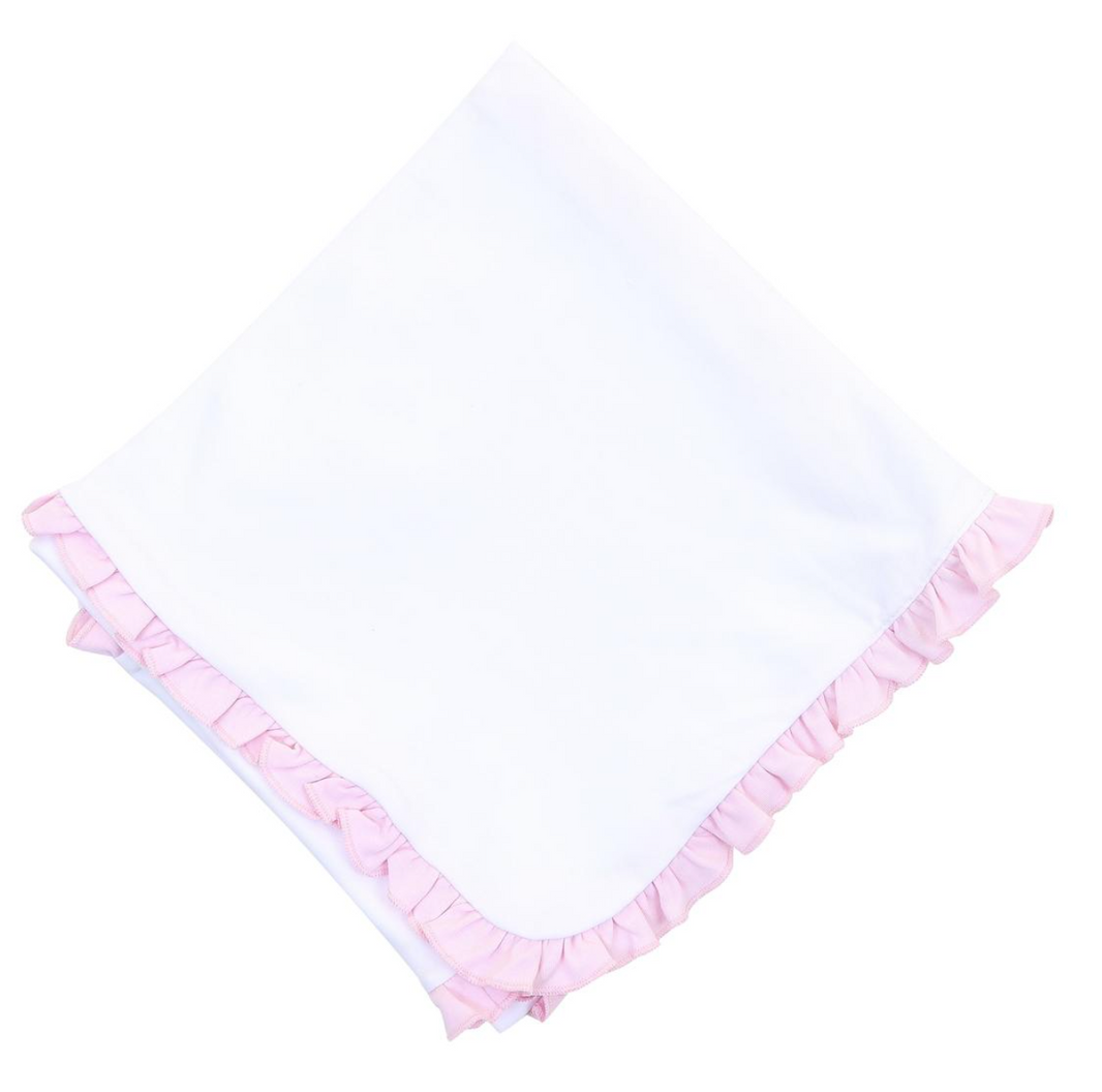 Tecomoabesos Smocked Blanket, White with Pink main image 1