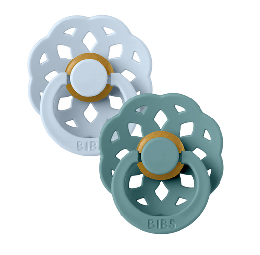BIBS Pacifier Boheme Latex 2 PK Baby Blue/Island Sea- size 1