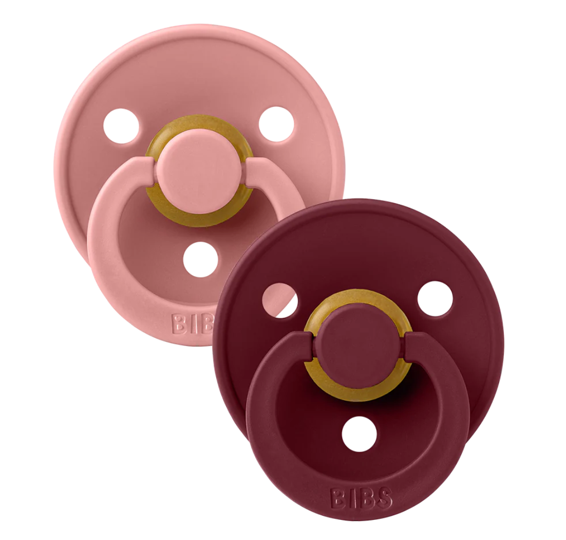 BIBS Pacifier Colour 2pk Latex Dusty Pink/Elderberry -size 1
