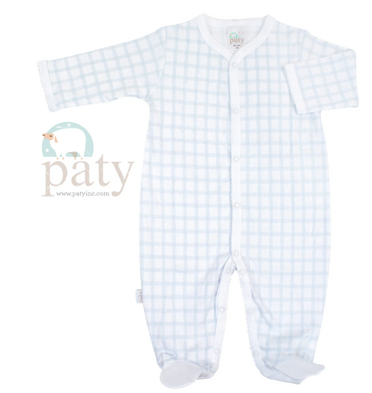 Paty Gingham Footie- Blue